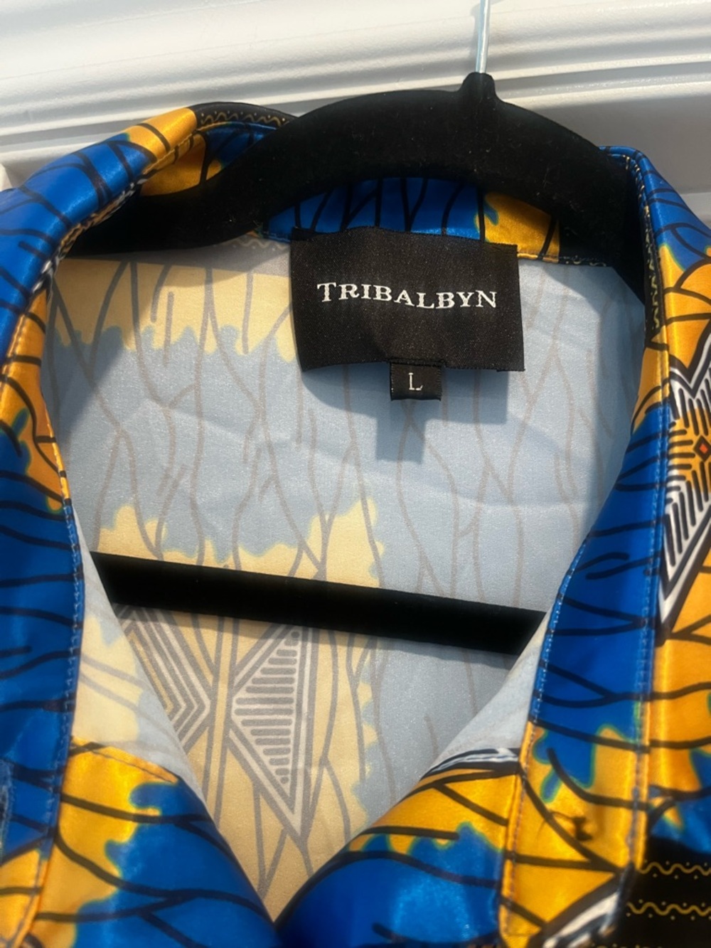 Tribal Blue & Gold Geometric Wide-Leg Jumpsuit - Picture 5 of 7
